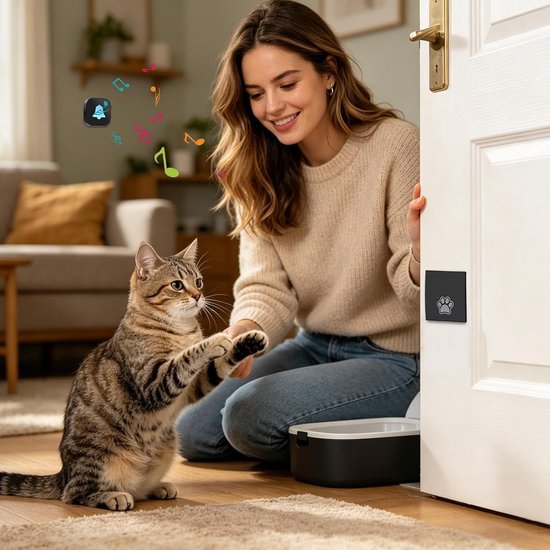 Honden Deurbel - Draadloze Bel - Huisdier Communicatie - Waterdicht Ontwerp - Compact Forma - Zwart — afbeelding 3