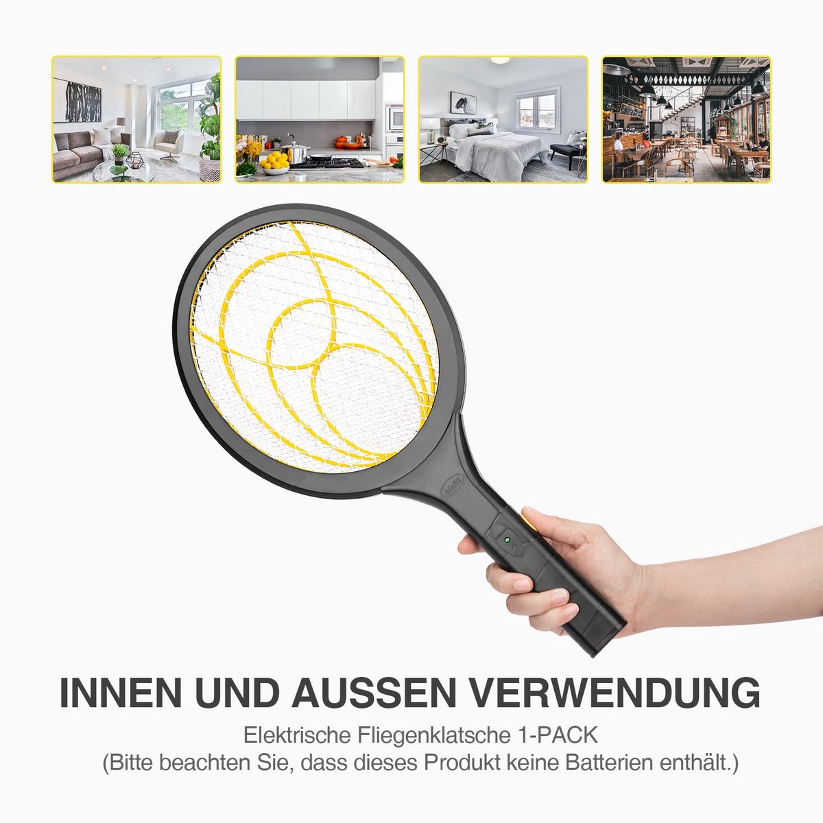 Vliegenmepper elektrisch - verwisselbare batterijen - doodt insecten - ideaal voor binnen en buiten - SnelShoppen