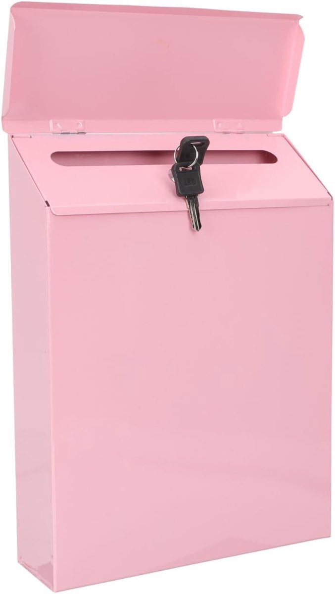 Brievenbus met kastje - Postvak vergrendeling - Veilig post ontvangen - Afsluitbaar ijzeren ontwerp - 30 x 23 cm - Roze