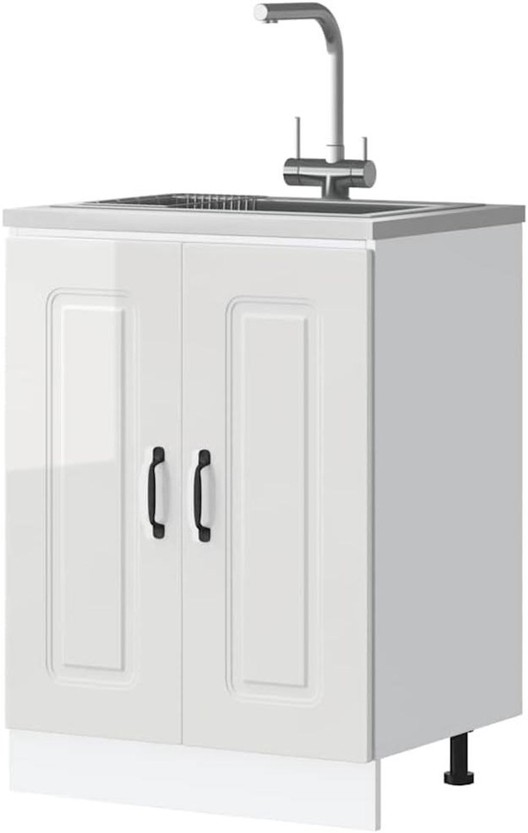 Voorraadkast - Keukenkast Sideboard - Keuken Organiseren - Hoogglans Afwerking - 60 x 46 x 81.5 cm - Wit