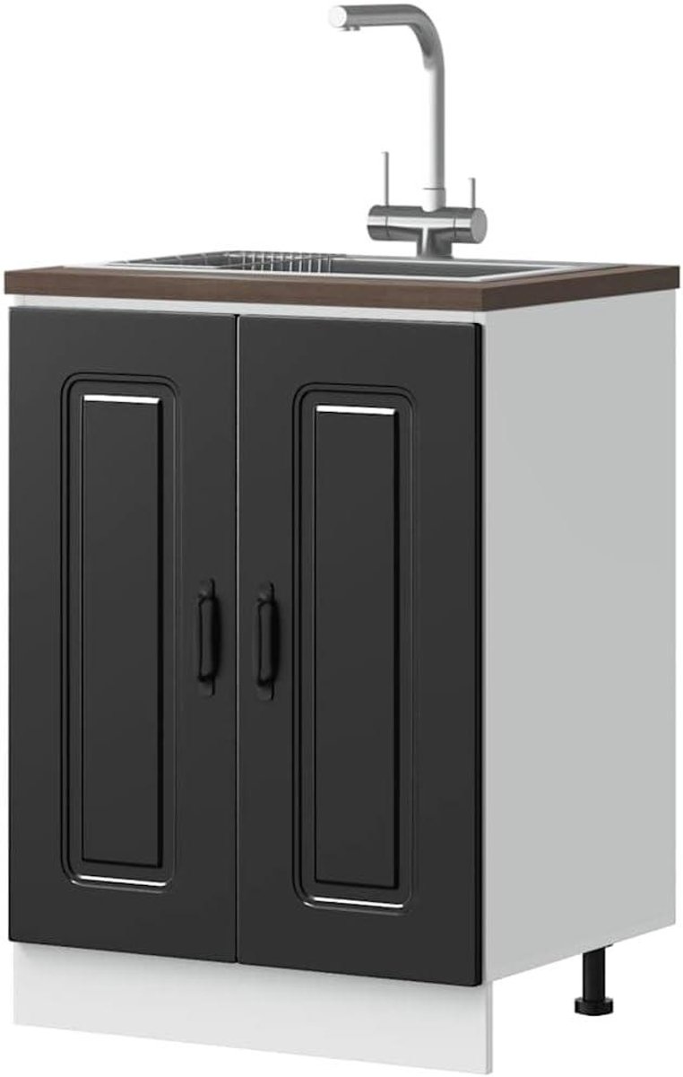 Keukenkast onderkast - Voorraadkast side board - Keuken organiseren - Verstelbare poten - 60 x 46 x 815 cm - Zwart