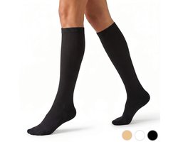MoveWell® Compressiekousen Zwart 15–20 mmHg – Dames & Heren – Steunkousen – Maat M (35 - 39) - Compressie Sokken voor Hardlopen, Wandelen & Vliegtuig