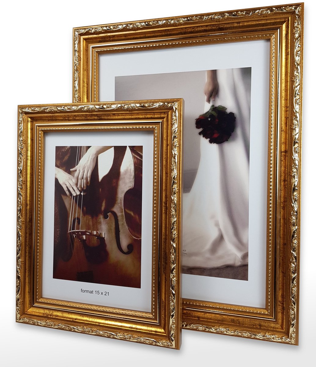 Milena Houten Fotolijst 32,5x42cm Wit met Gouden Accent