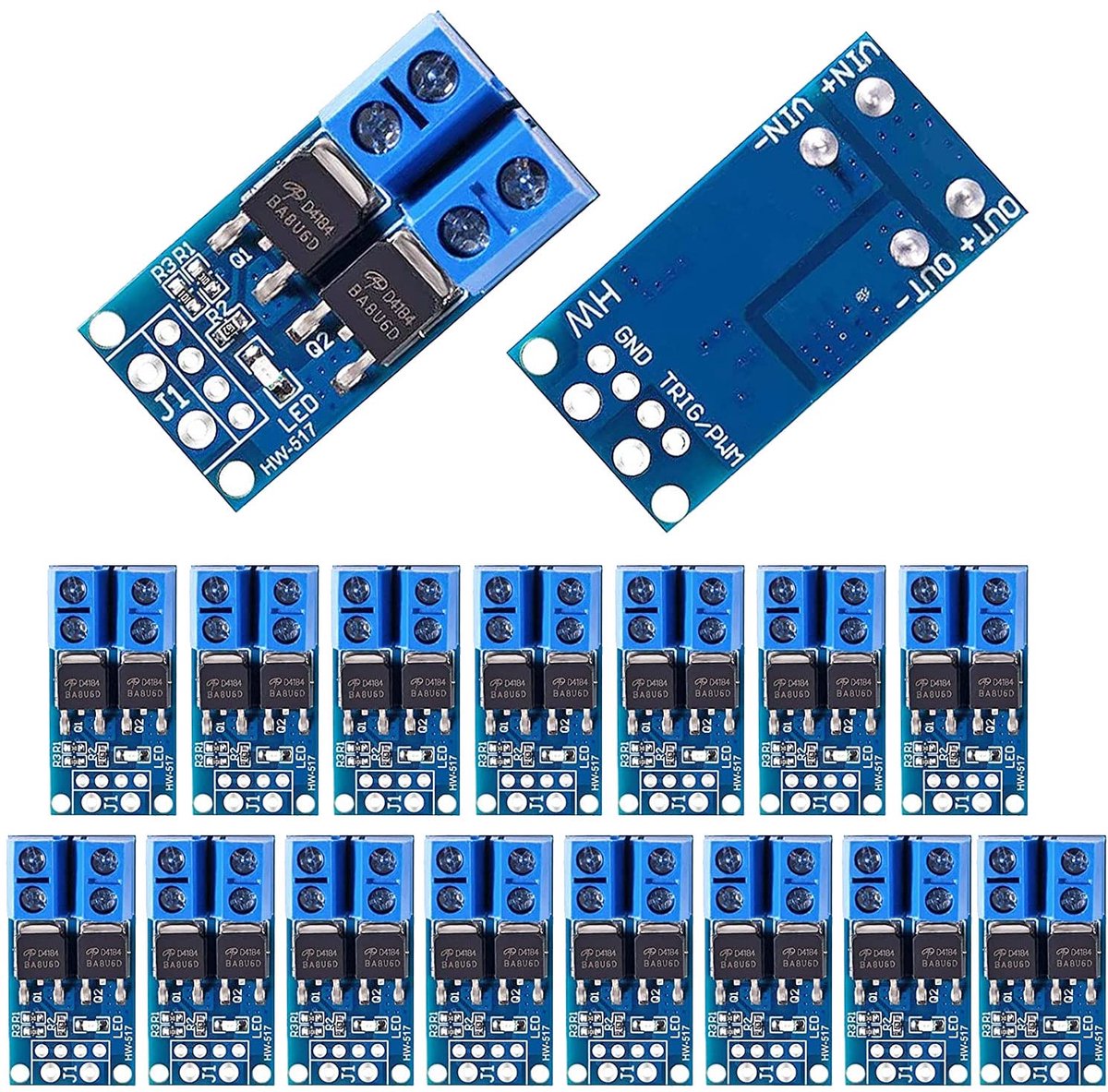 15 stuks Arduino Mosfet module, Mosfet drivermodule 5 V 36 V, Mosfet drivermodule DC 5V-36v 15A (max. 30A) 400W, dual high-performance switching driver module, PWM-regelaar, schakelpaneel