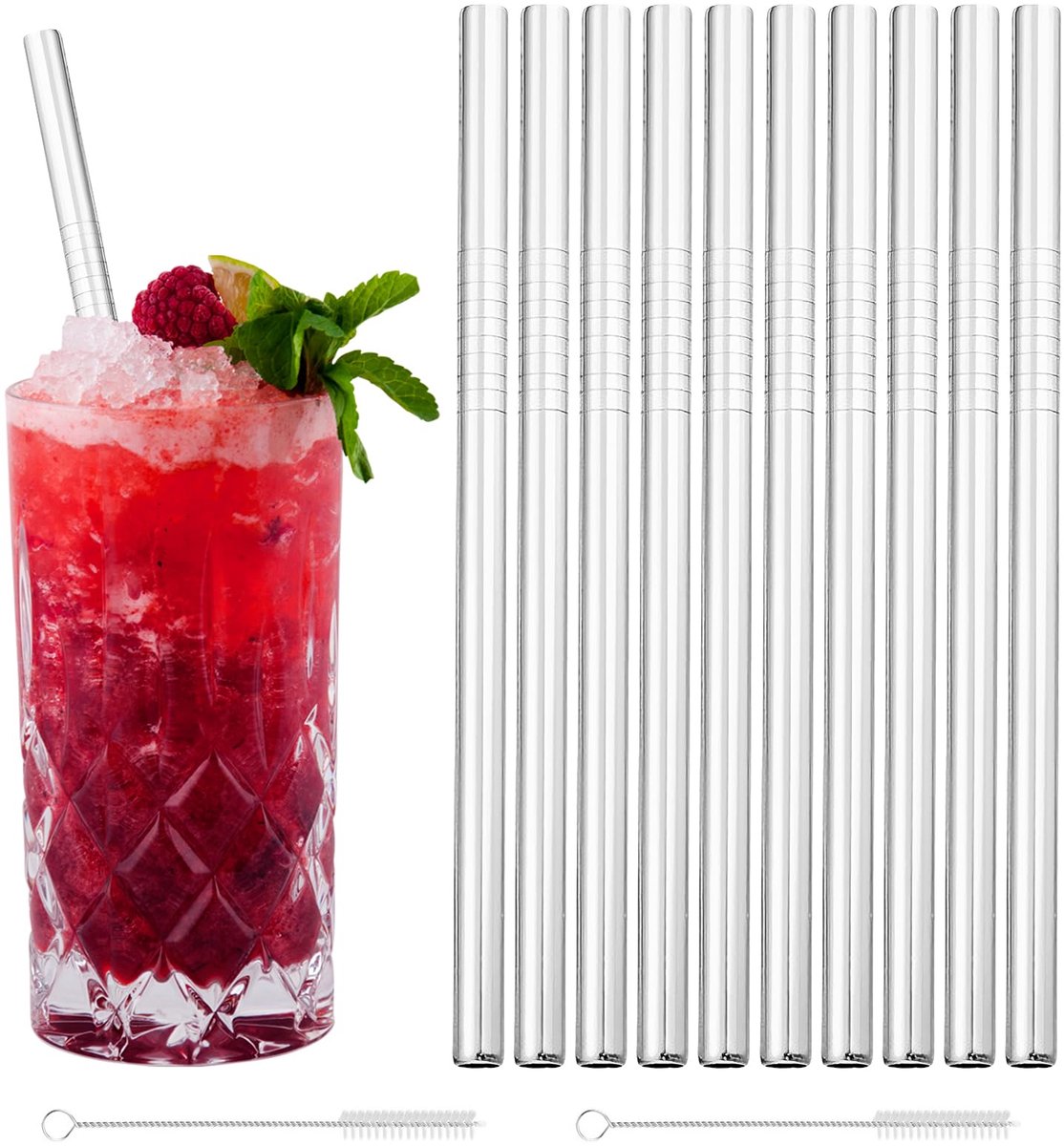 Roestvrijstalen rietjes 10 stuks - korte metalen rietjes - herbruikbaar - perfect voor cocktails - SnelShoppen