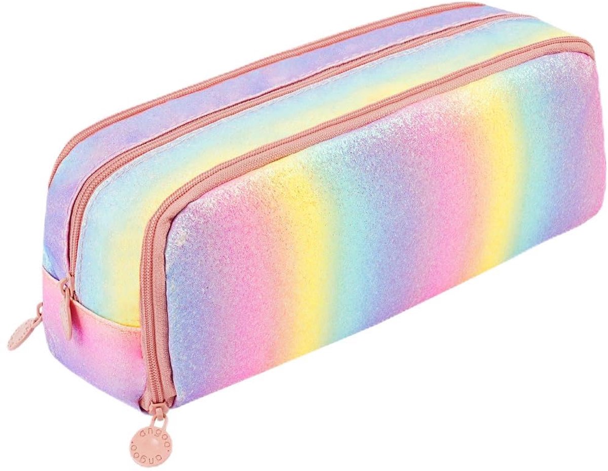Pencil case grote capaciteit - 3 compartimenten - regenboog - ideaal voor school en kantoor - SnelShoppen