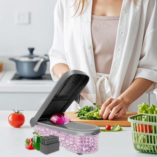 Groentechopper met container - Keuken artifact Voedsel snijder - Maaltijden voorbereiden - Antislip basis — afbeelding 4
