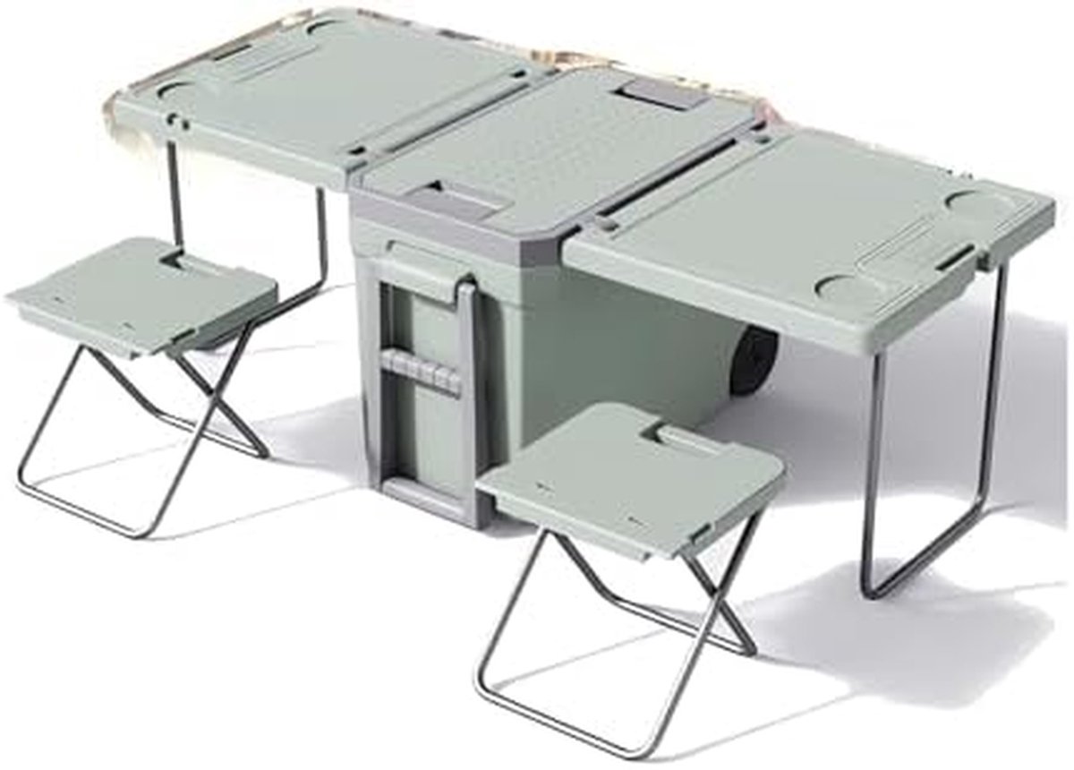 Stevige koelbox - Draagbare koeler - Buitenactiviteiten - Inclusief tafel stoel - 32 liter - B