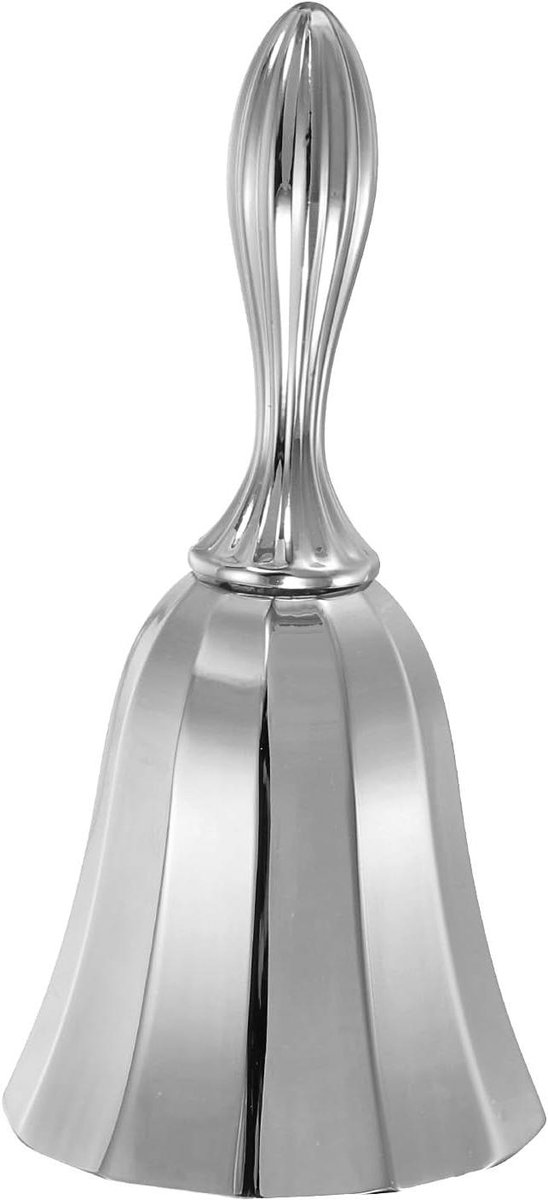 Handbel Metaal - Dinerbel Servicebel - Aandacht Trekken - Luid Helder Geluid - 10 cm Hoog - Zilver