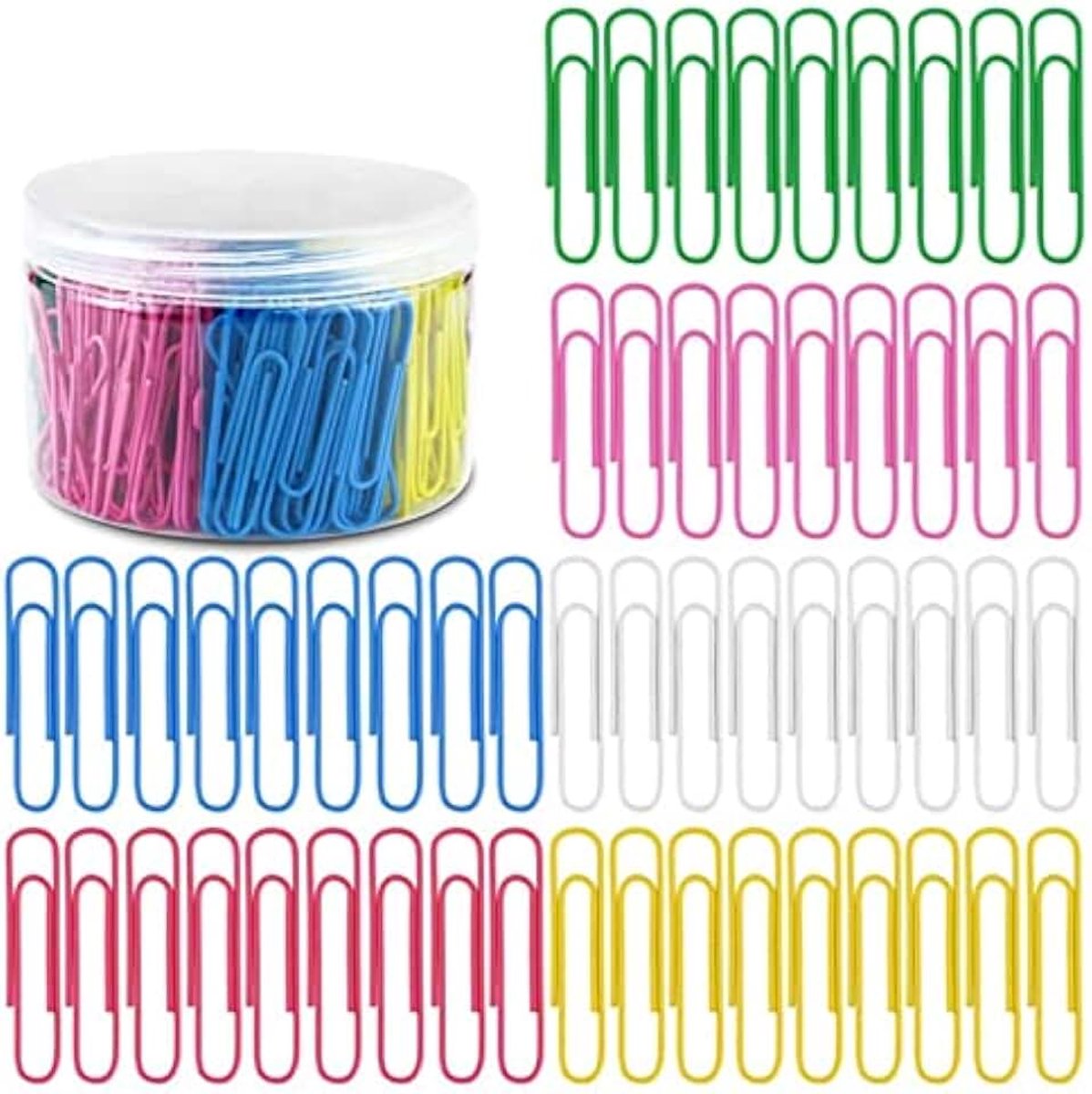 300 stuks gekleurde paperclips groot 50 mm 6 paperclips set voor school, kantoor, organisatie van persoonlijke bestanden