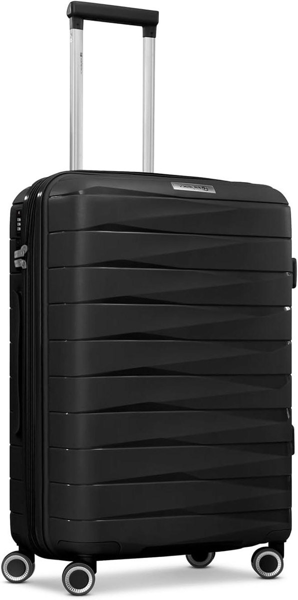 Harde Koffer - Reisbagage Trolley - Lange Reizen - Uitbreidbaar Volume - 65 cm - Zwart