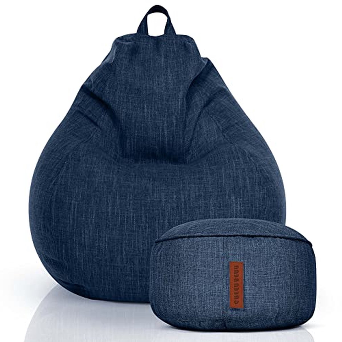 Zitzak met kruk - Voetenbankje Poef - Comfortabel relaxen - Afritsbare wasbare hoes - XXL 100x120 cm - Donkerblauw
