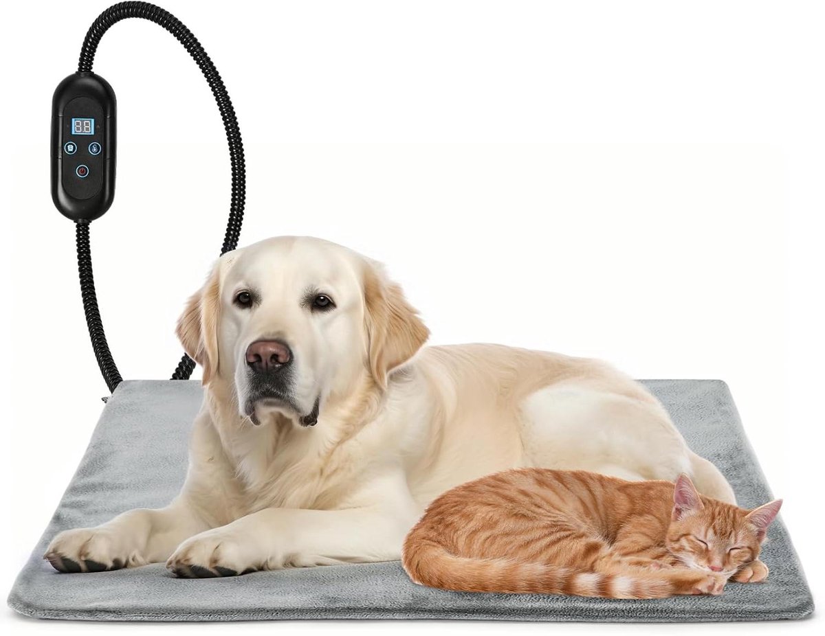 Verwarmingsmat Huisdier - Warmtekussen Dier - Comfort Bieden - Instelbare Temperatuur - 40 x 70 cm - Grijs