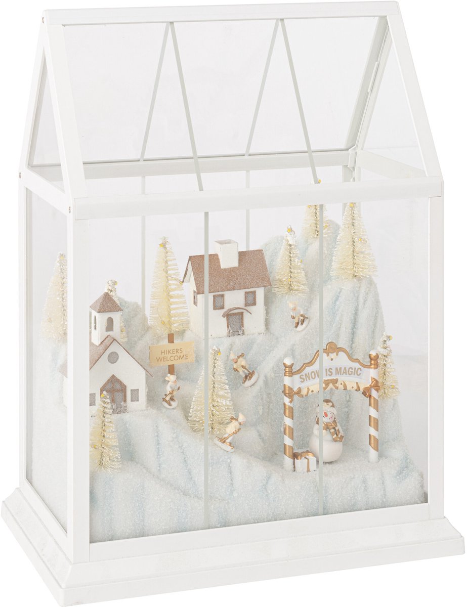 J-Line Ledkerstdorp - glas/synthetisch - wit/goud - medium