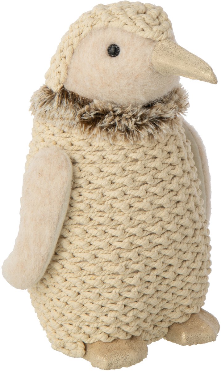 J-Line Pinguïn met touw - polyester - ecru - small