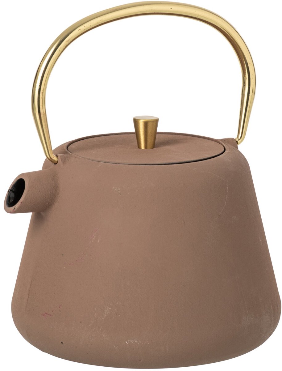 J-Line theepot - ijzer - taupe/goud - 2 stuks