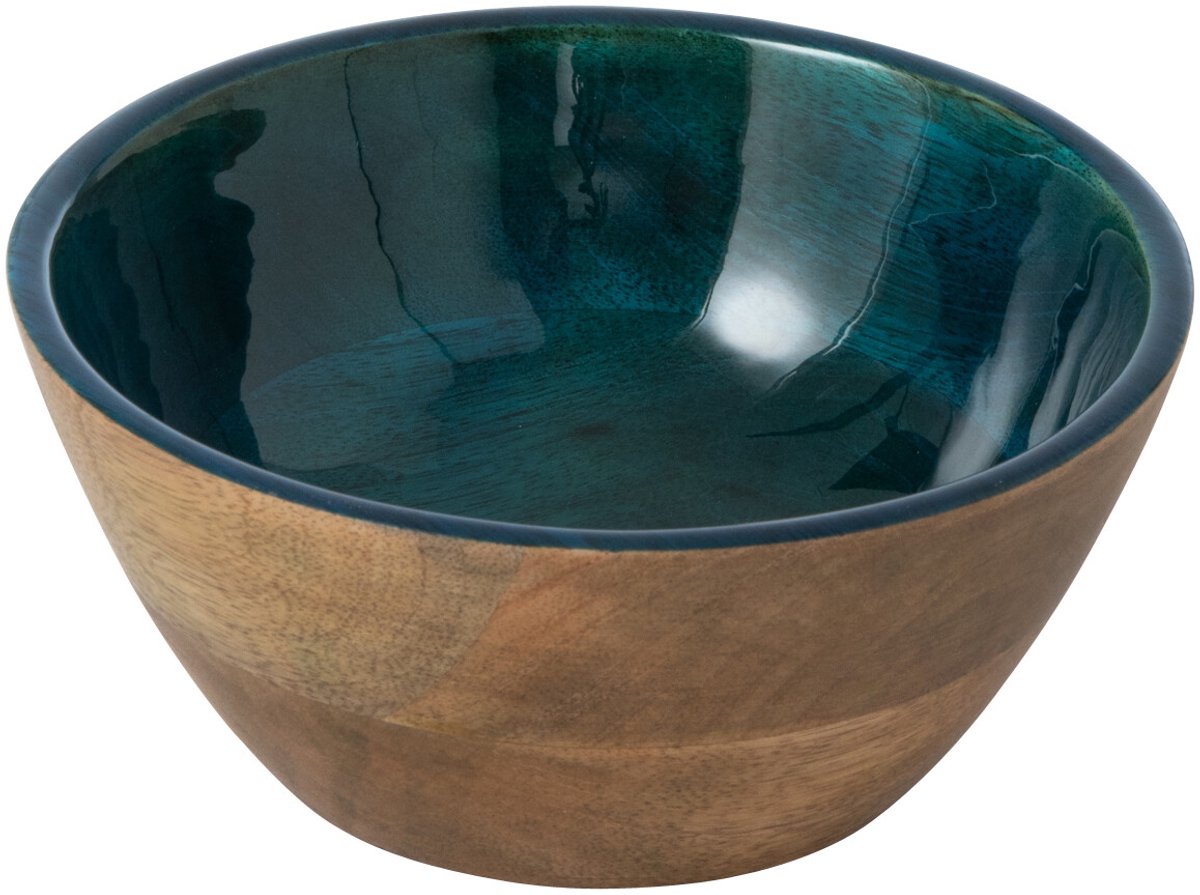 J-Line schaal - hout - petrol/naturel - small