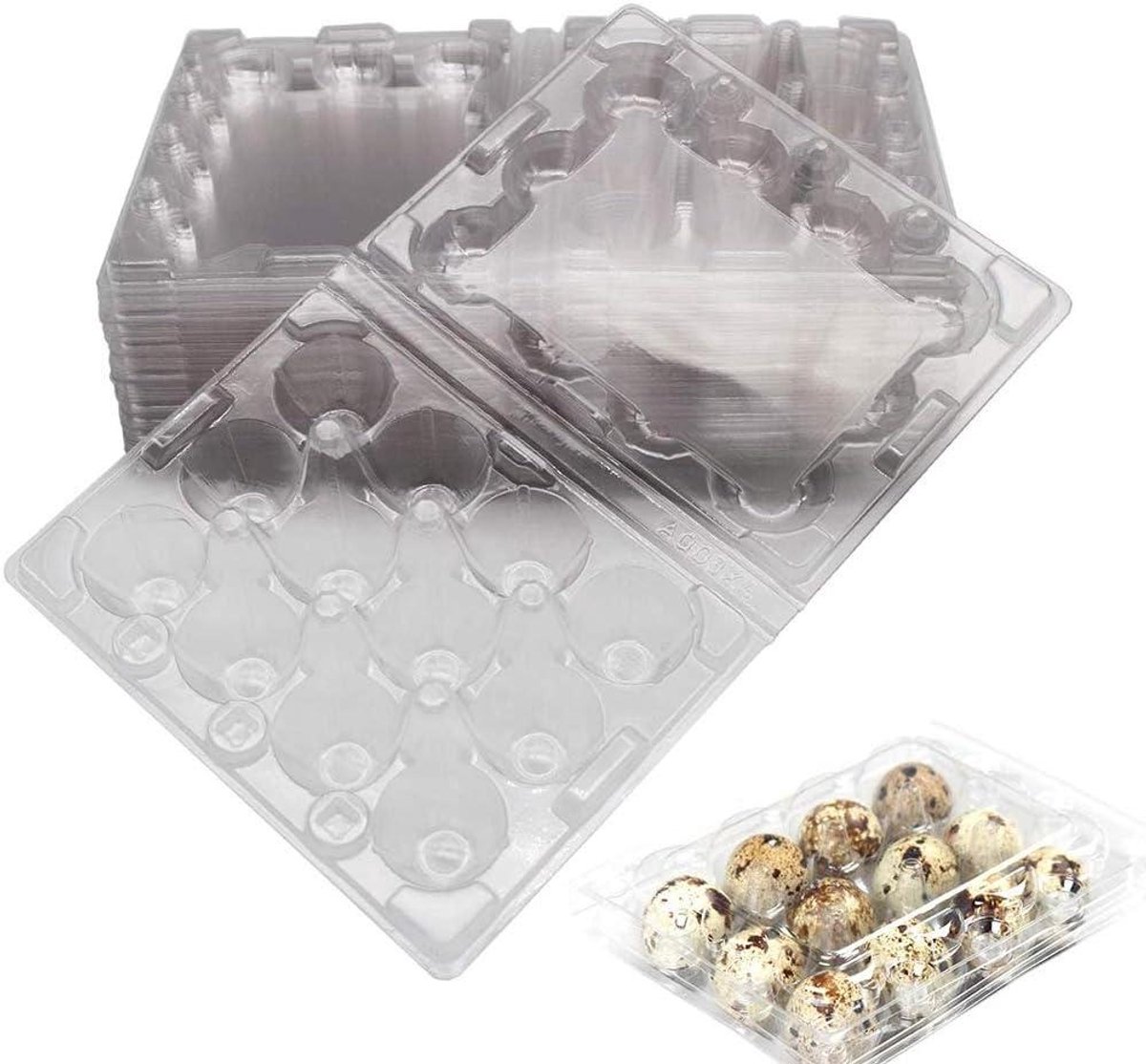 Kwartelei Dozen - Eierhouders PVC - Koelkast Opslag - Transparant Ontwerp - 50 Stuks - Transparant