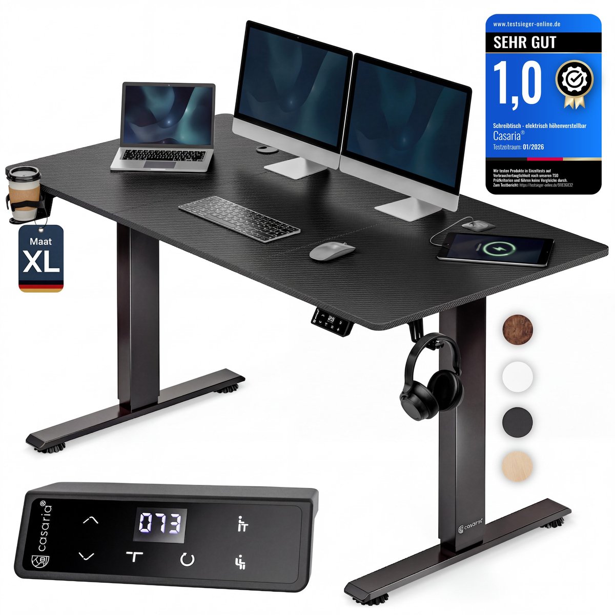 Casaria Elektrisch Verstelbaar Gamingbureau 160x70 cm USB-C/A