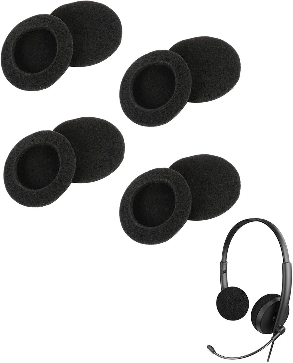 Set van 8 Oorbeschermers voor Hoofdtelefoons, Geschikt voor Diverse Modellen, Zachte en Comfortabele Vervangende Oorkussens van 50mm in Zwart, Ideaal voor Langdurig Gebruik