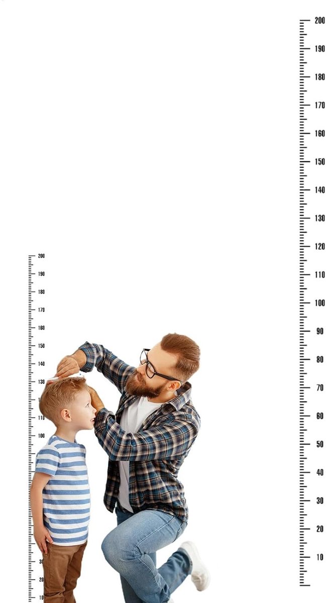 Hoogtemeter voor Kinderen - Zelfklevende Behang - Hoogteschaal tot 150 cm - Waterdicht en Afwasbaar - Transparant - 1 stuk