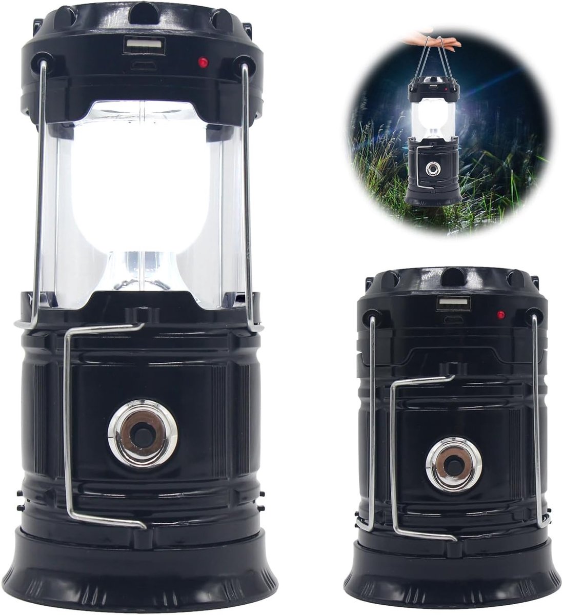 Draagbare LED Campinglamp, Waterdichte Vouwbare Lamp met Haak voor Hiking, Kamperen, Vissen en Noodgevallen