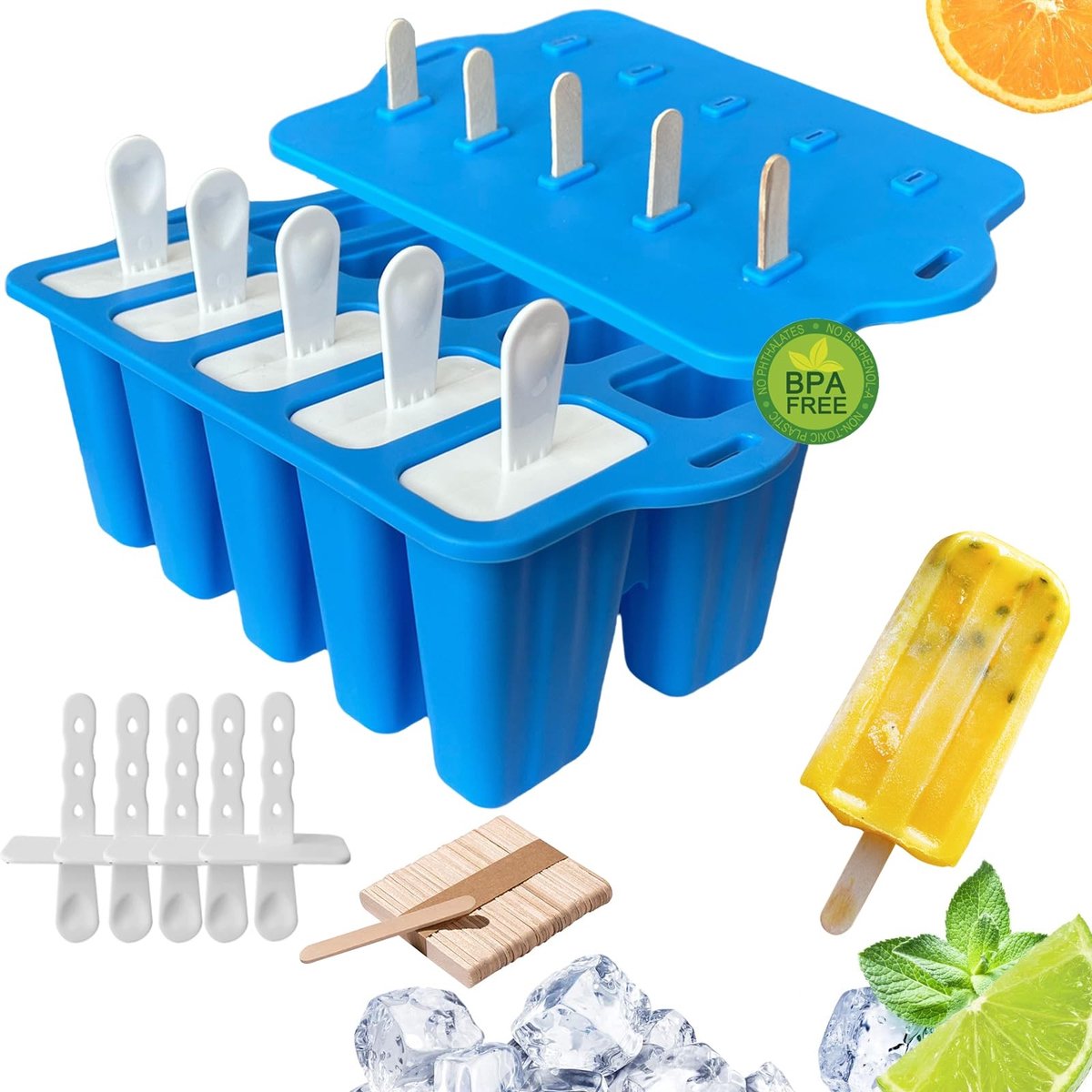 Silicone IJsblokjesvorm - 10 Trays - BPA Vrij - Blauw