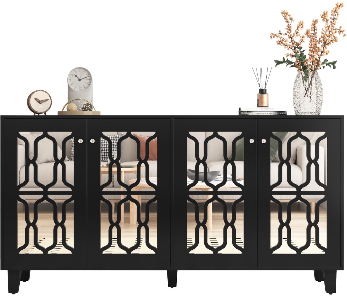 Spiegelen Dressoir - Stijlvolle Opslagoplossing - Zwart