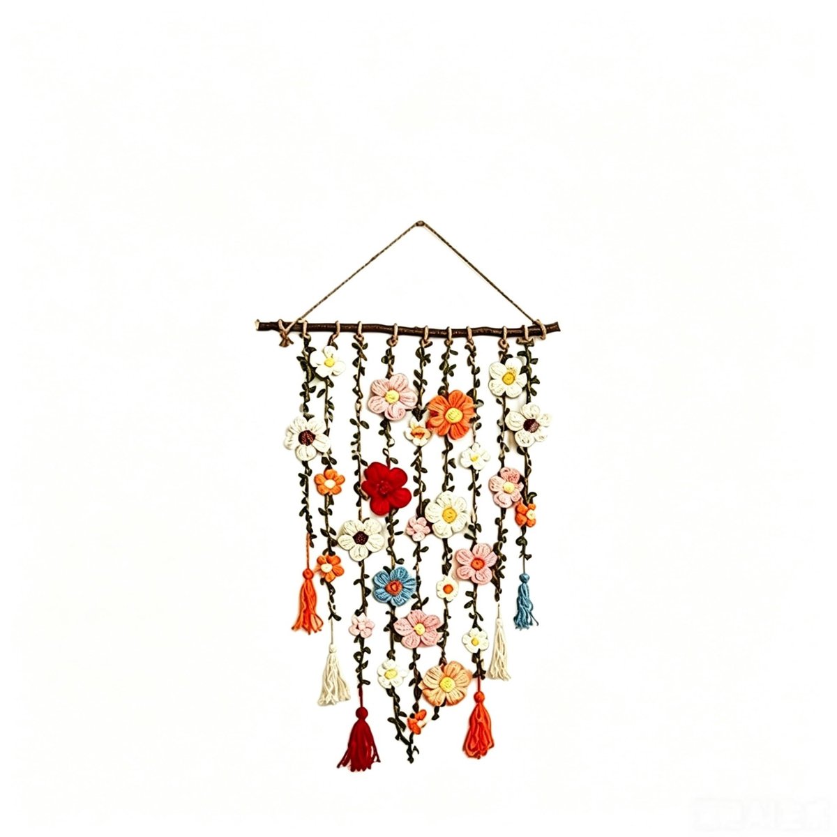 Handgemaakte Wanddecoratie - Boheems Bloemenpaneel - 80 x 50 cm