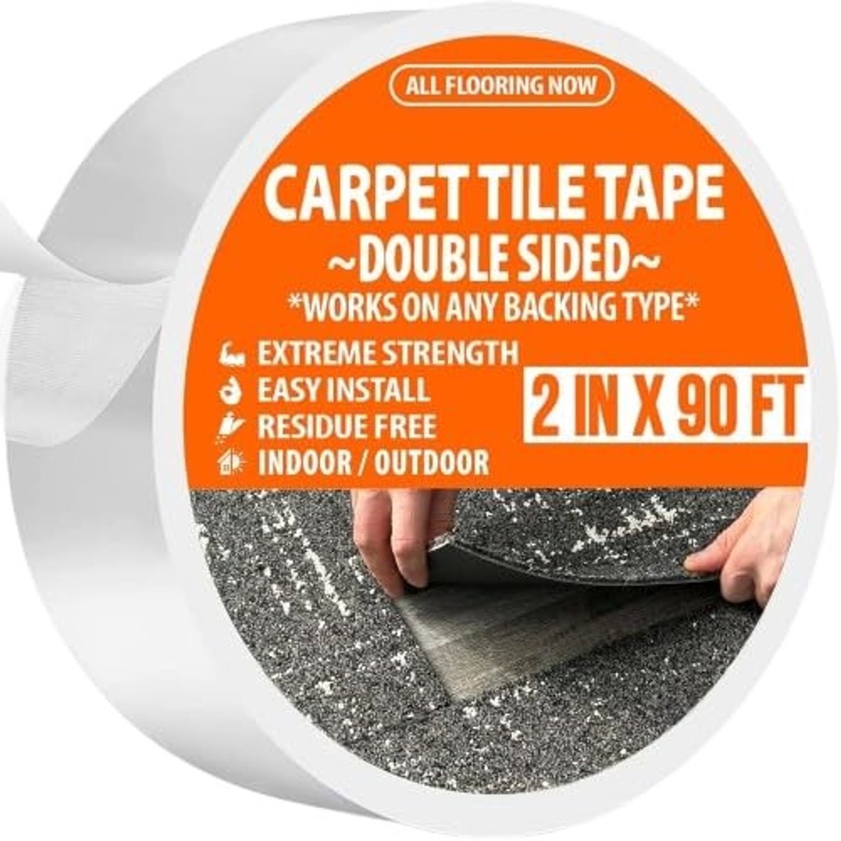 Dubbelzijdige tape voor vloerbedekking - 2 inch x 90 voet