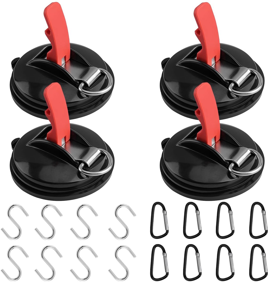 Set van 4 Zuignap Ankers met 360° Draaiende Haken