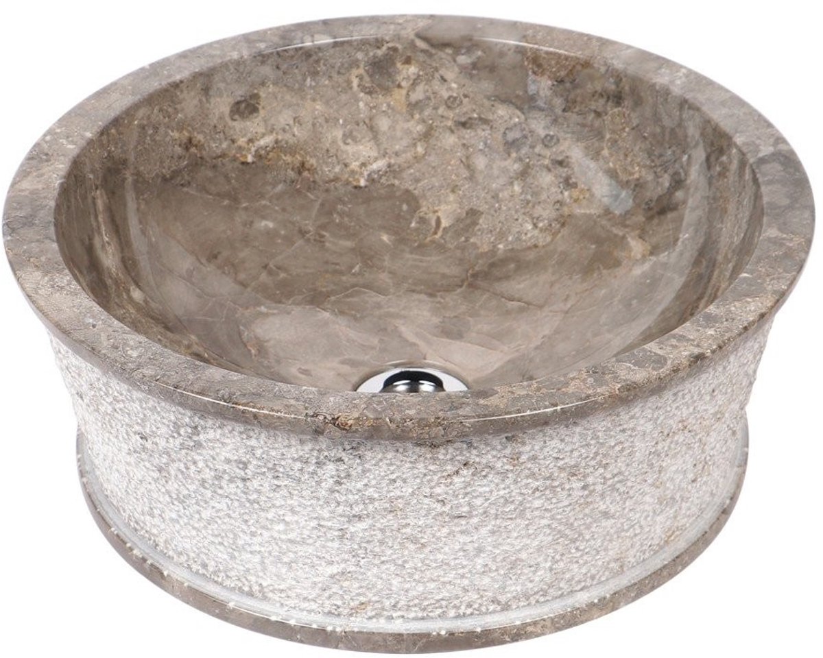 Wasbak van Marmer - Rond - 40 cm - Grijs