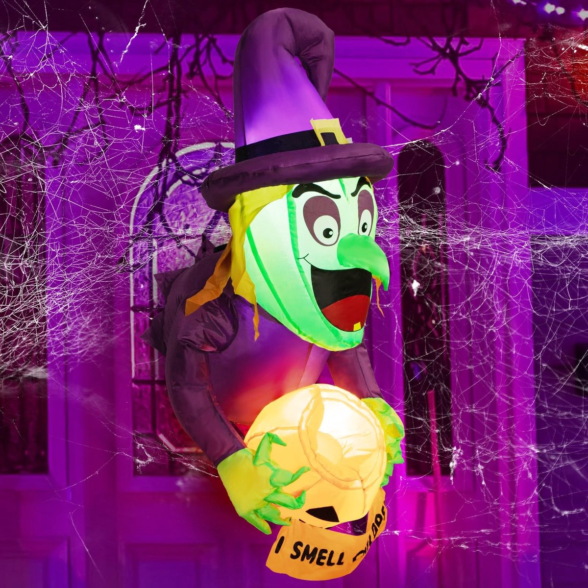 Opblaasbare Heksen Halloween Decoratie - LED Verlichting