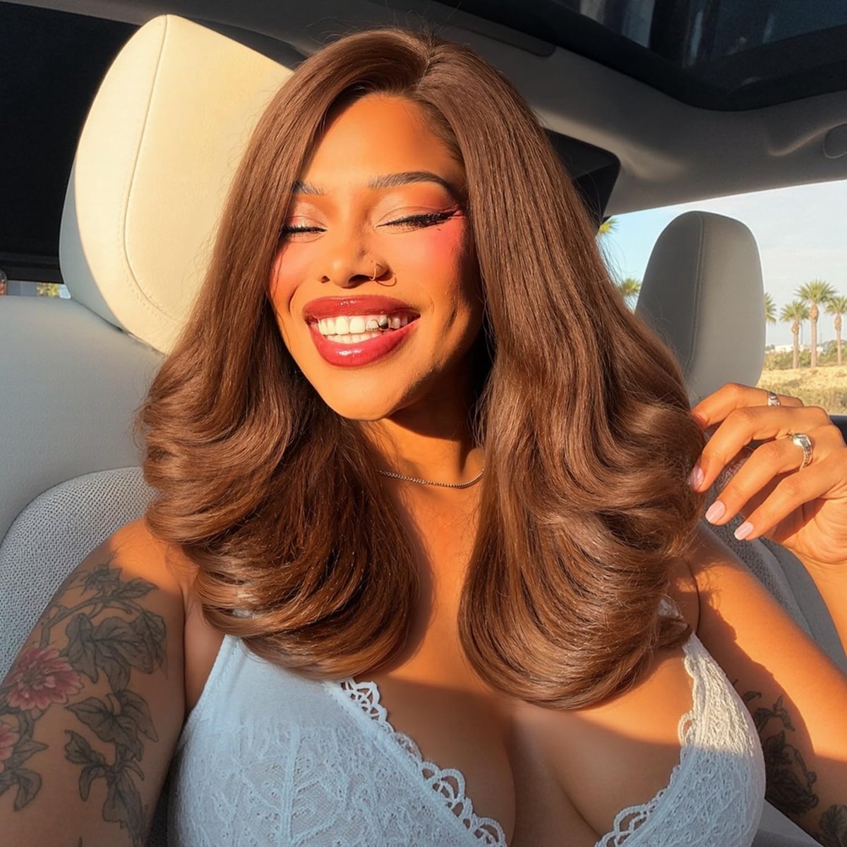 Ginger Krullende Golf Perook - Lace Front voor Yaki Stijl