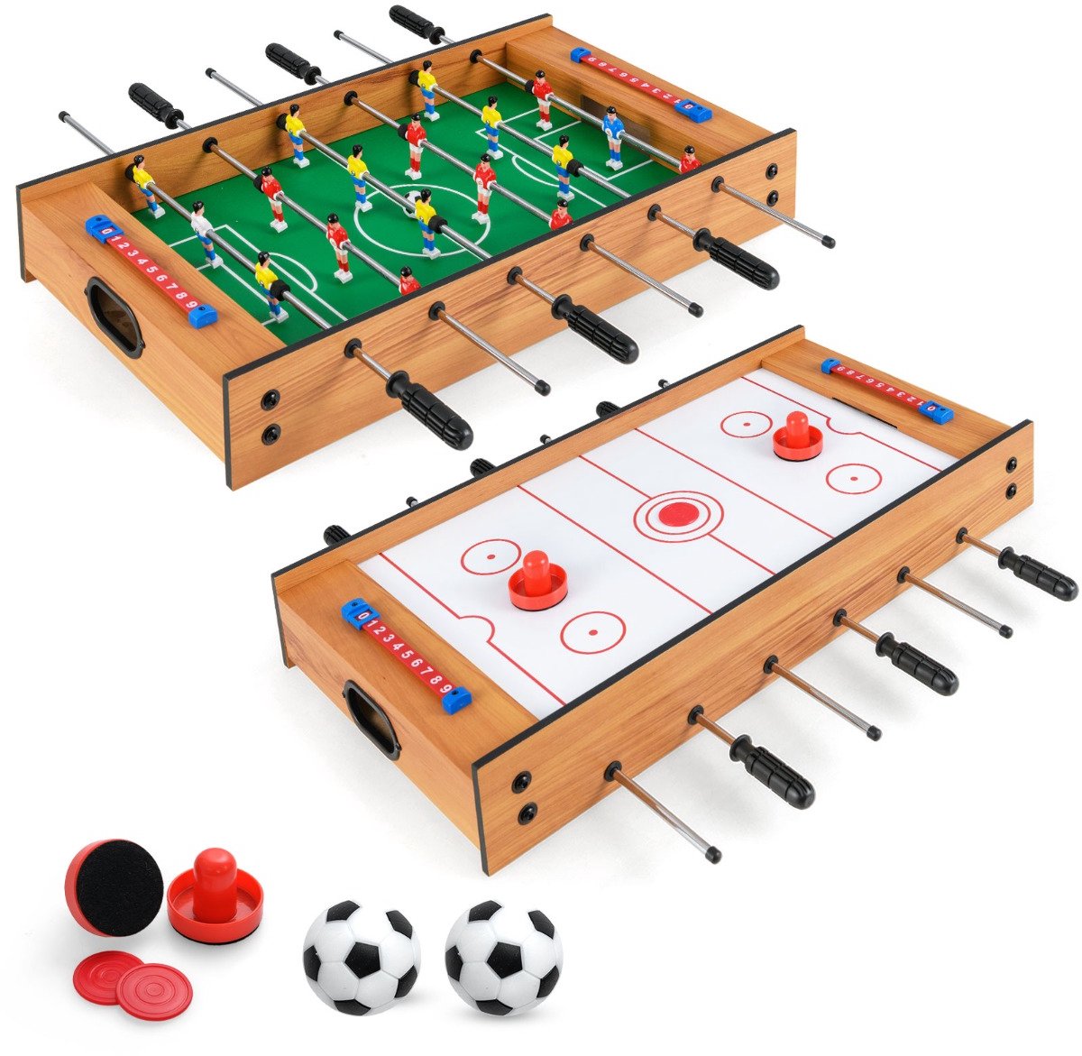 SureDeal® - Speelkamer - Speeltafel Multifunctionele Speeltafel - Tafelvoetbaltafel - 69x35x10 cm - Naturel