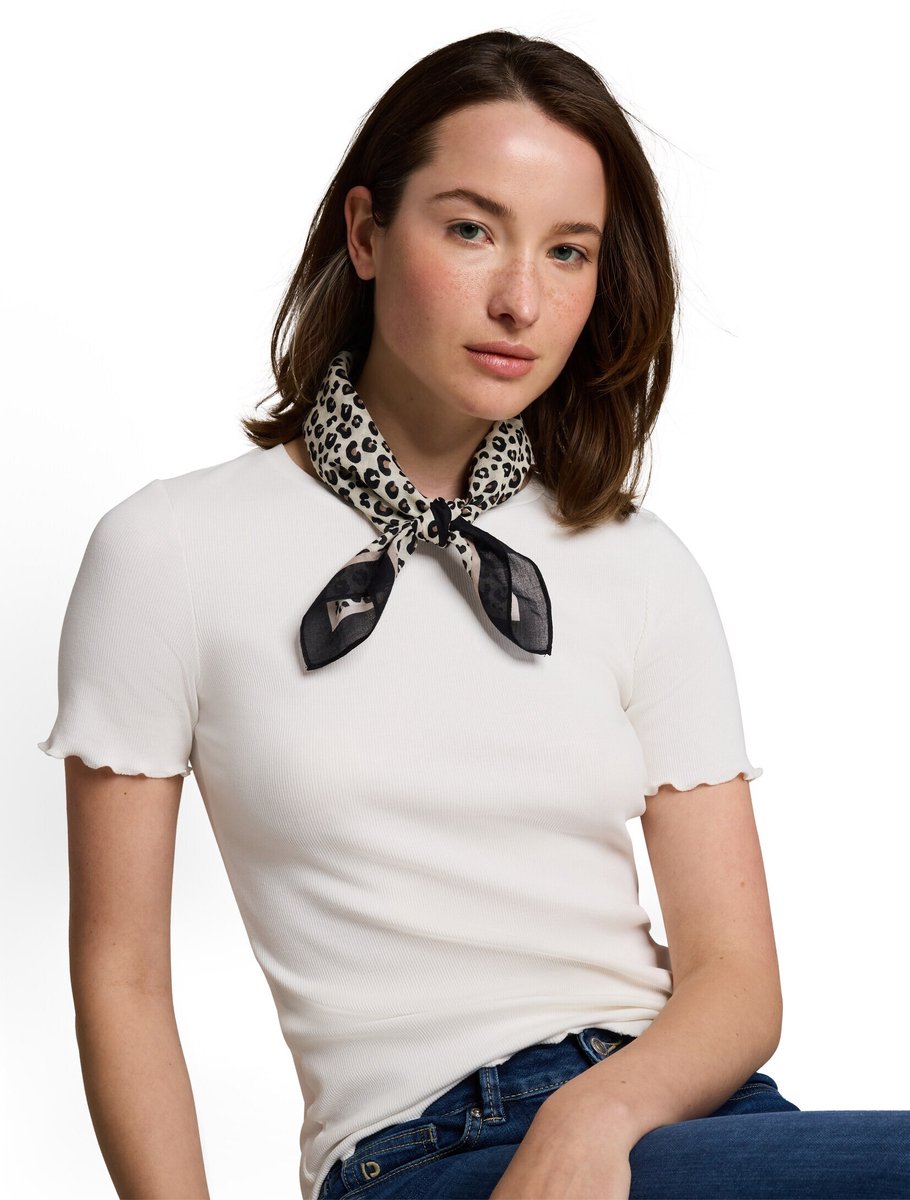 Tom Tailor Denim - Bandana-sjaal met luipaardprint - Maat ONESIZE - beige brown leo print