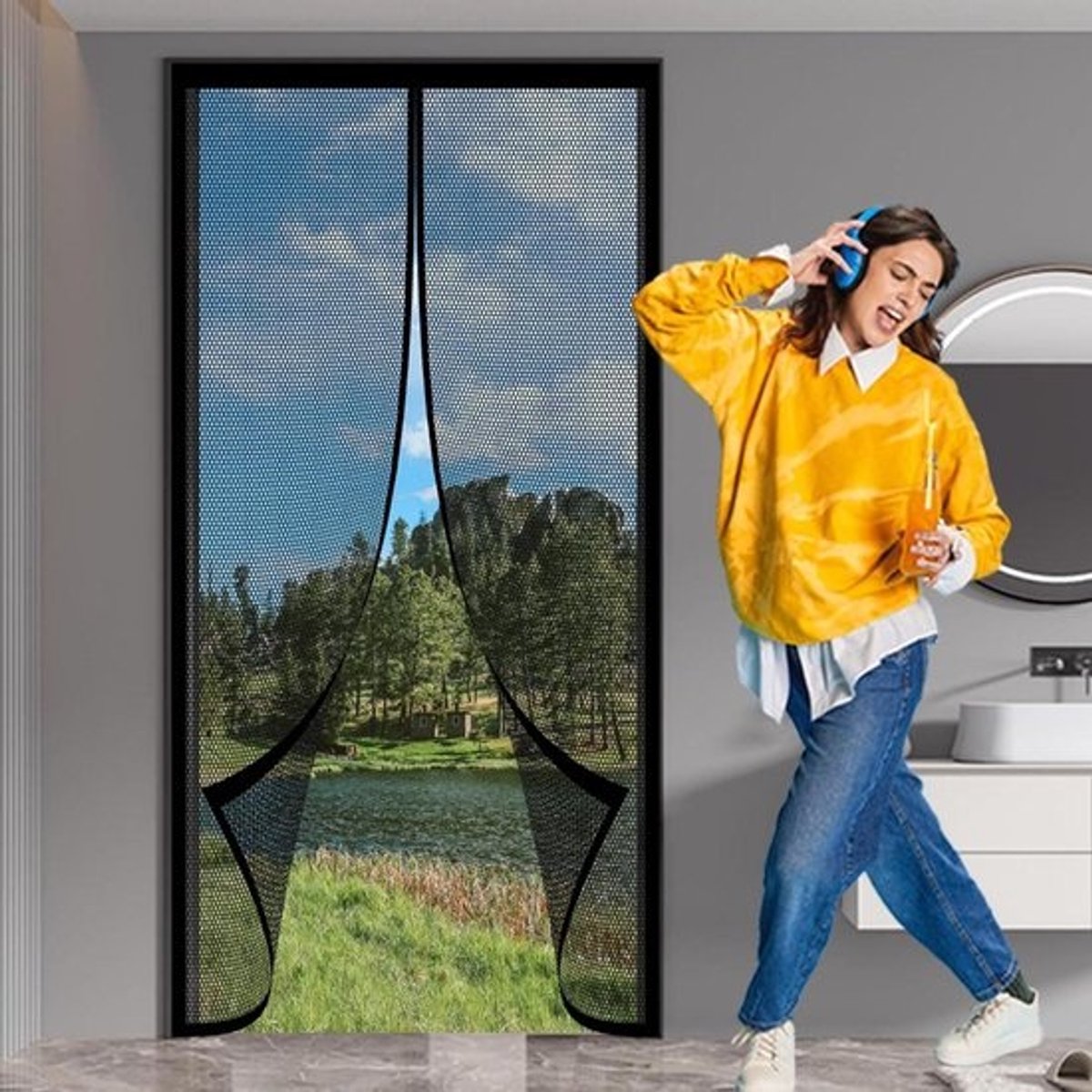 Magnetisch Hor - Vliegengordijn Deur - Insecten Buiten Houden - Automatische Sluiting - 100x220 cm - Zwart