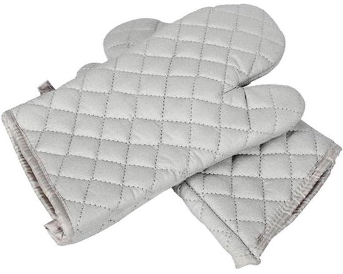Barbecuehandschoenen Hittebestendig - Keukenovenwanten - Veilig Koken - Dierenbek Design - 35x17cm - Grijs