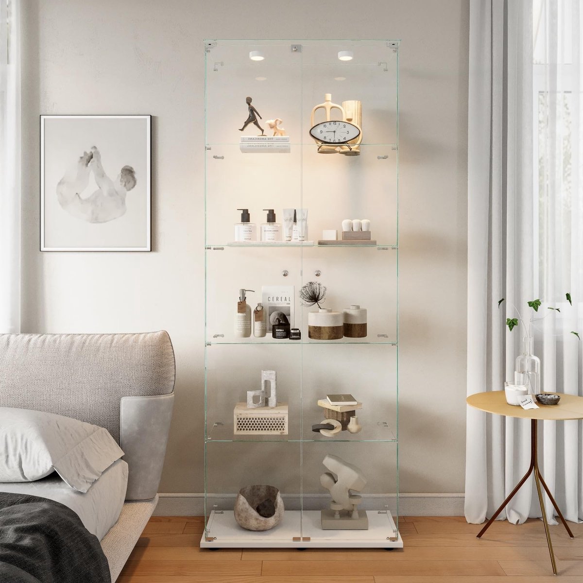 Glazen Displaykast met 5 Planken - LED Verlichting en 2 Deuren