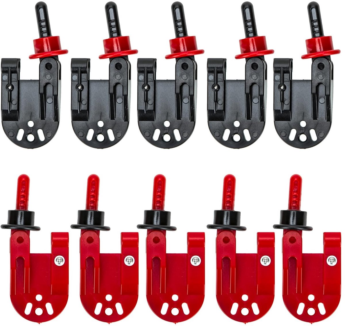 10x Heavy Duty Tension Snap Release Clips - Rood/Zwart