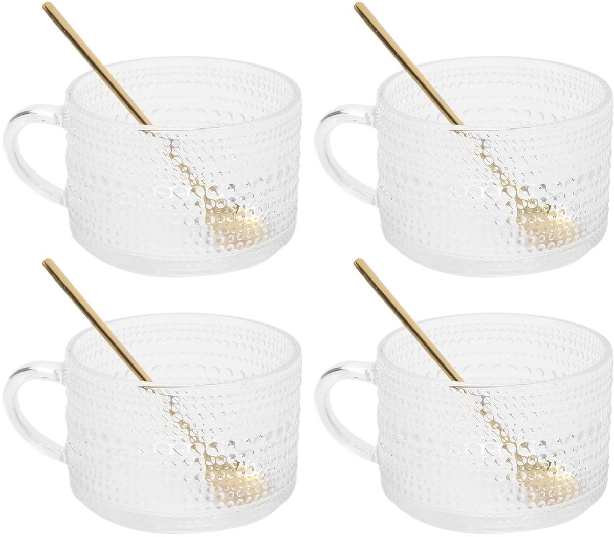Glazen Dessertkommen Set van 4 - 450 ml - Transparant