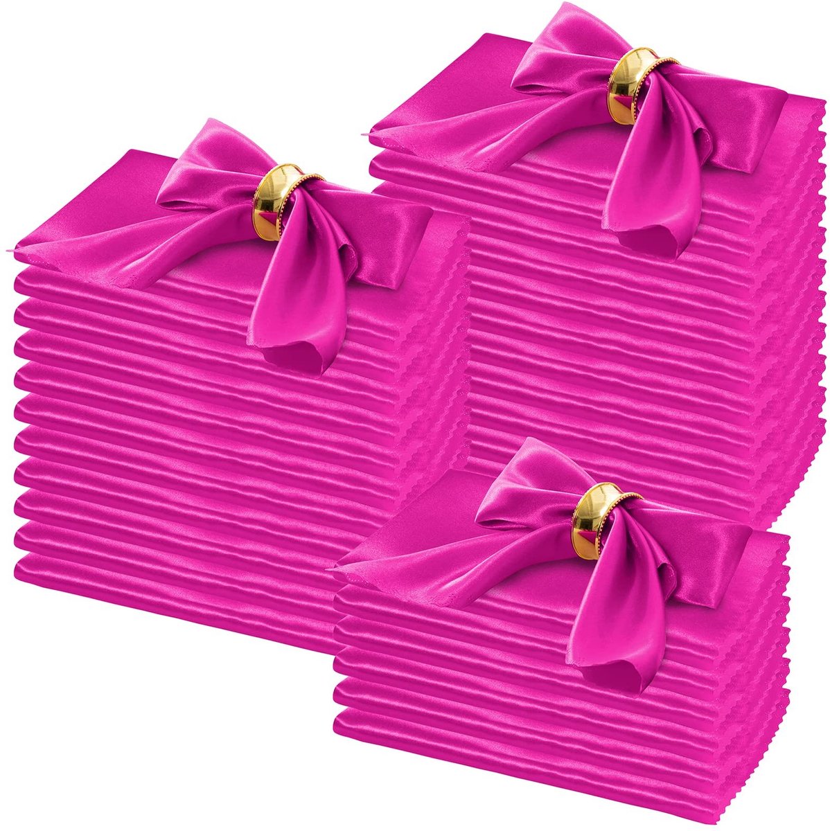 100 Stuks Satijnen Servetten - Warm Roze 17 x 17 Inch