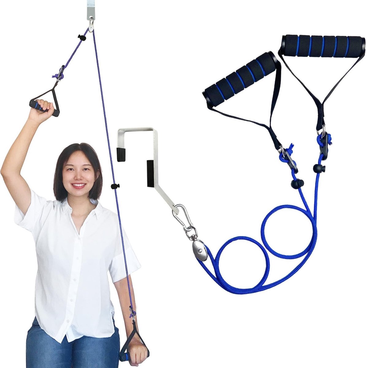 Schouderpulley voor Fysiotherapie - Blauwe Band en Handgrepen