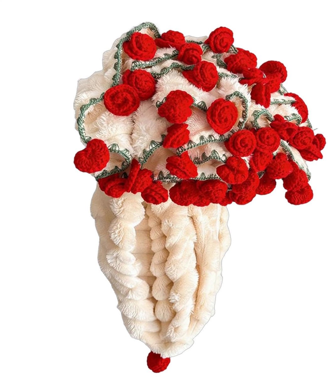 Gehaakte Deken met Rode Rozen - Romantisch Design
