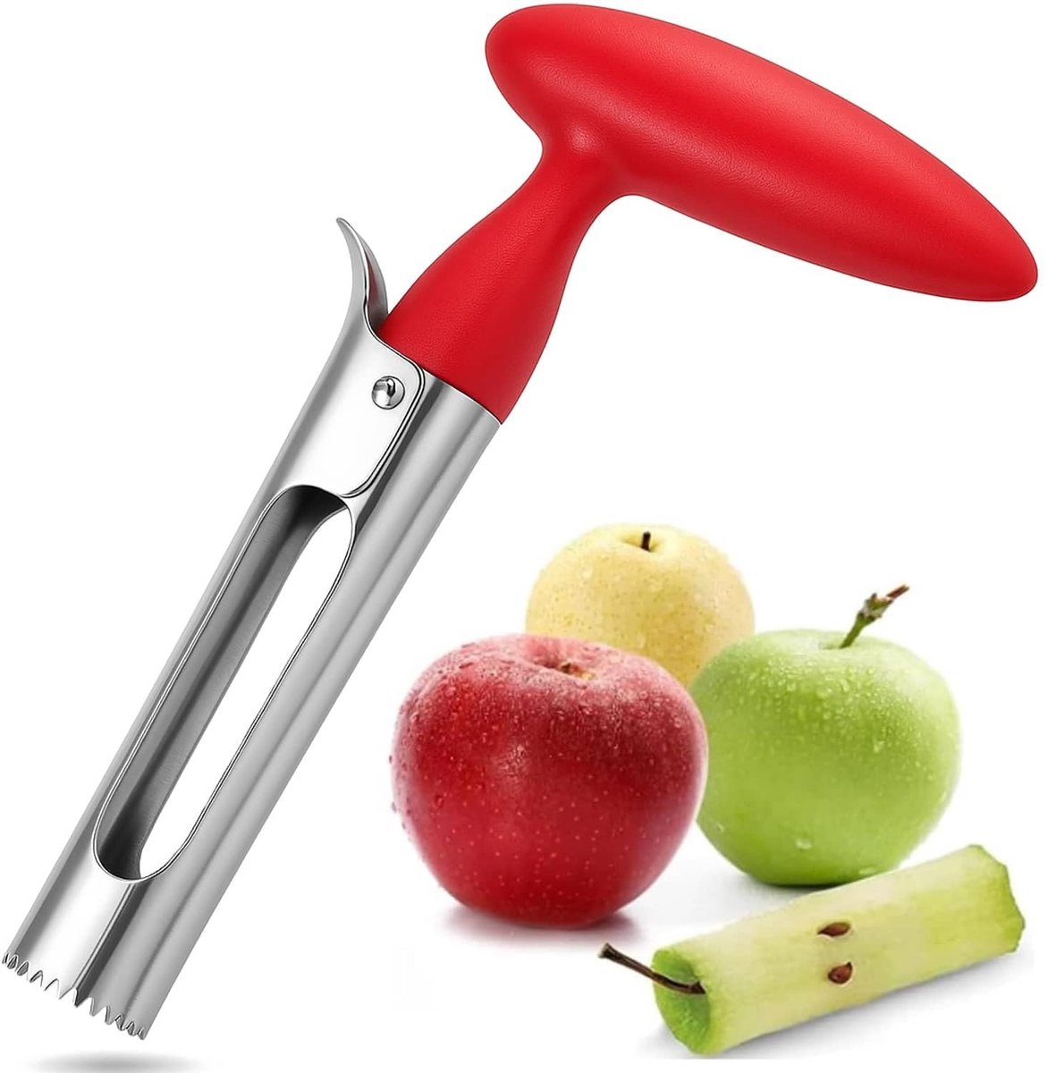 Appelboor - Roestvrij staal met kunststof handvat - Rood