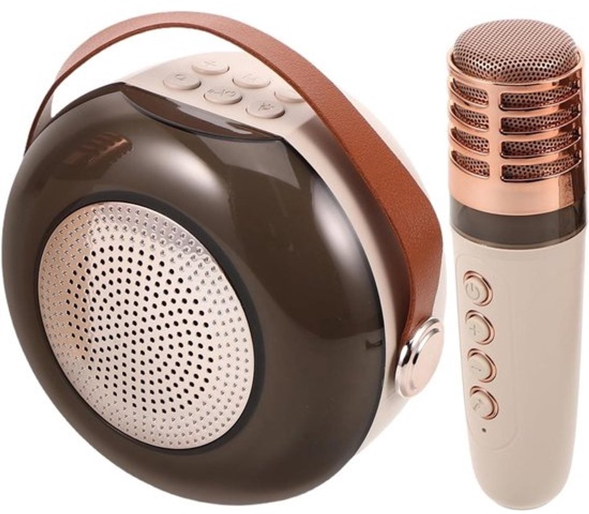 Draagbare Karaoke Machine - Karaoke speaker Zangmicrofoon - Buitenfeestjes - Draadloze installatie - 115 x 13 x 7 cm - Beige