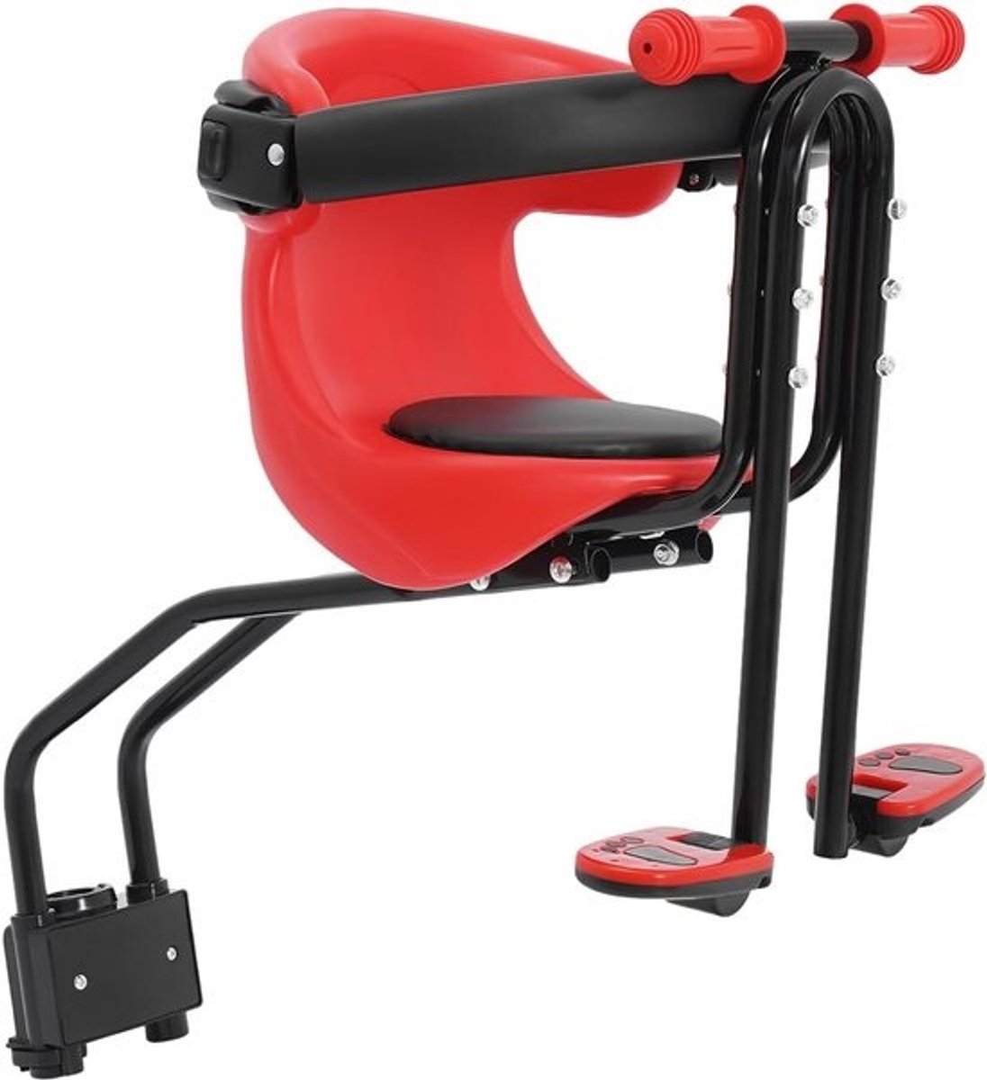 Fiets Kinderzitje - Kindersitje Fiets - Fietsen met kinderen - Veiligheidsrooster - Tot 30 kg - Rood Zwart