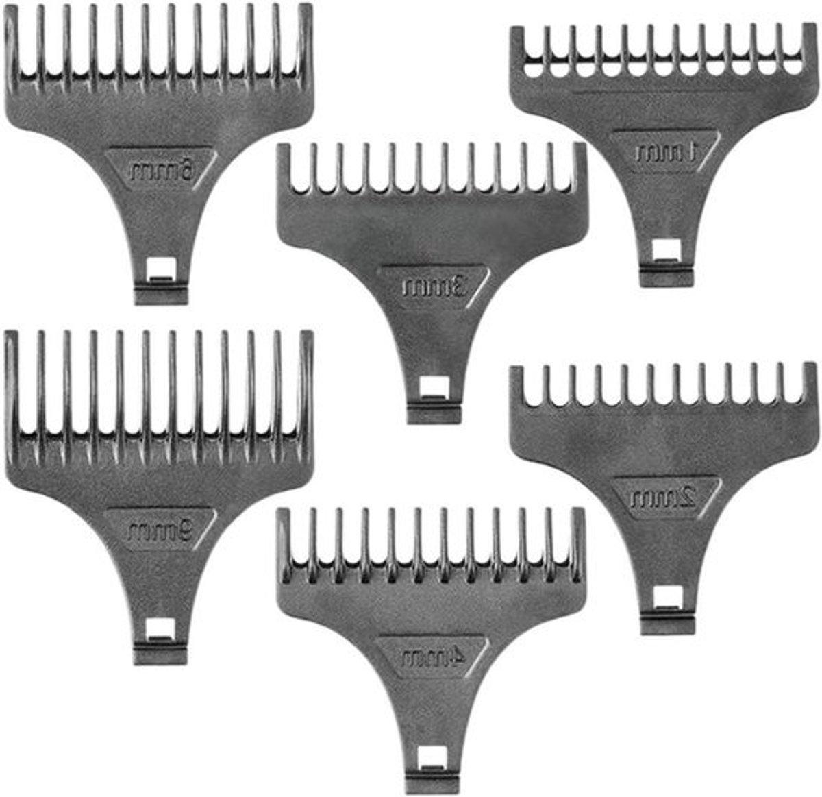Grenskam Tondeuse Set - Opzetkammen Tondeuse - Haar Knippen - 6 Verschillende Maten - 1-9 mm - Grijs