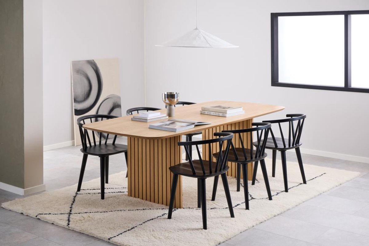 Giga Living Eetkamerstoel Ite - Zwart - Rubberhout - 51,5x51x75cm - Set van 2