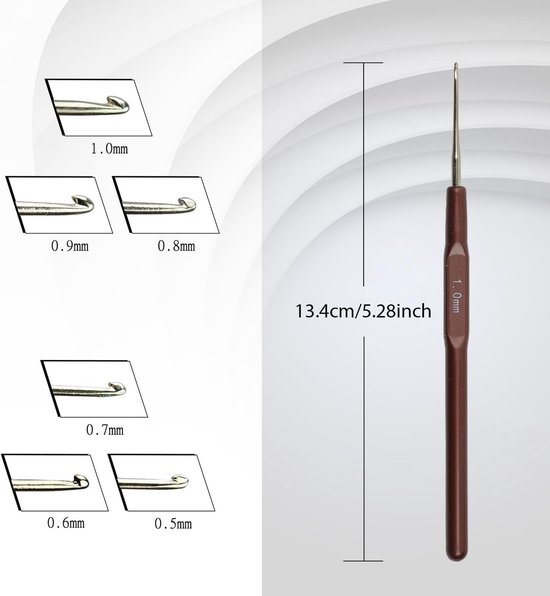 Ergonomische Haaknaalden Set van 6 Stuks (0.5-1mm) – Perfect voor Haken, Breien en Creatieve Projecten, Geschikt voor Beginners — afbeelding 3